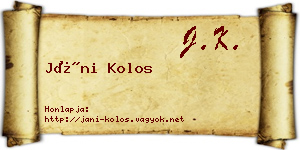 Jáni Kolos névjegykártya